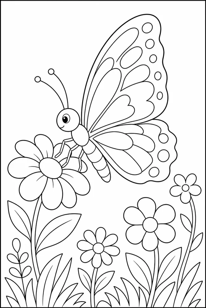 Easy Butterfly Side View coloring page