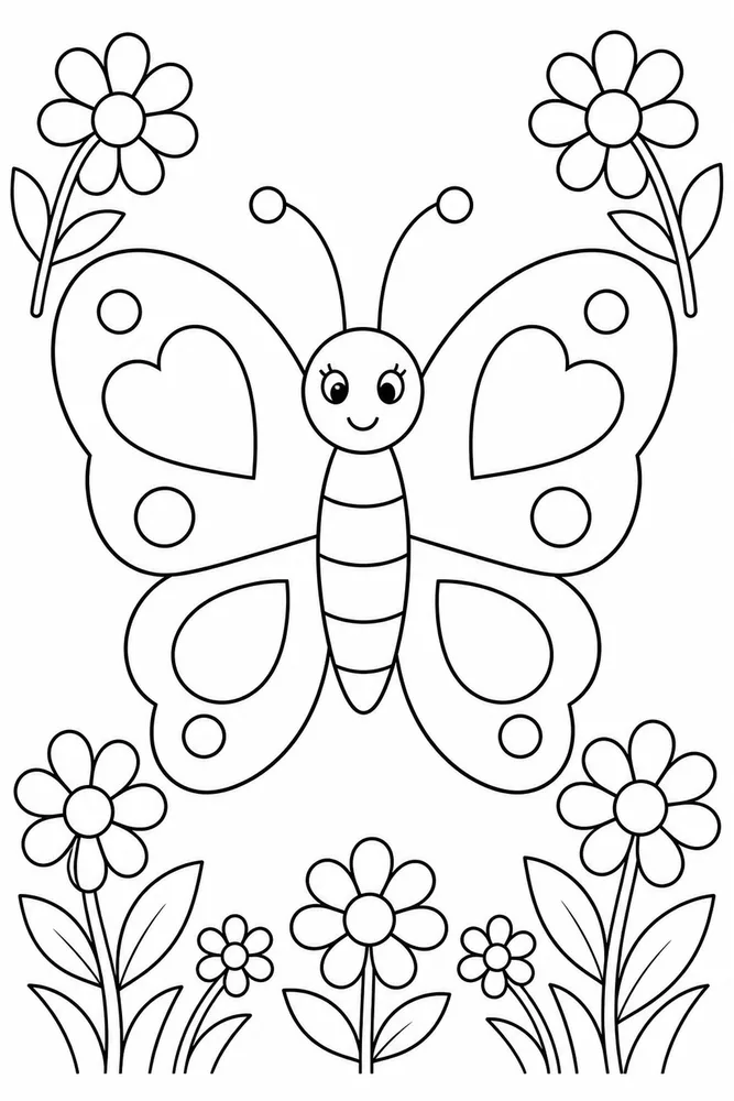 Easy Butterfly Two Big Shapes coloring page