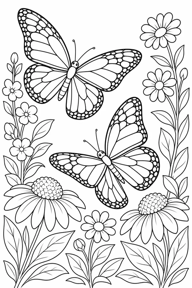 Monarch Butterfly Two Monarchs coloring page