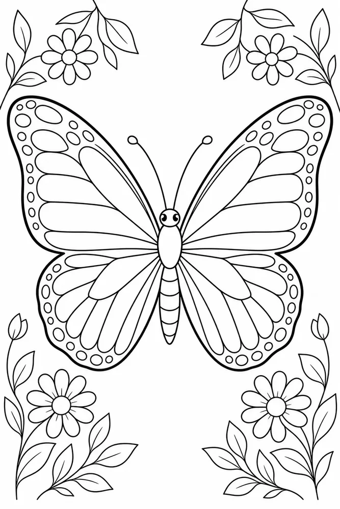 Monarch Butterfly Wing Pattern Portrait coloring page
