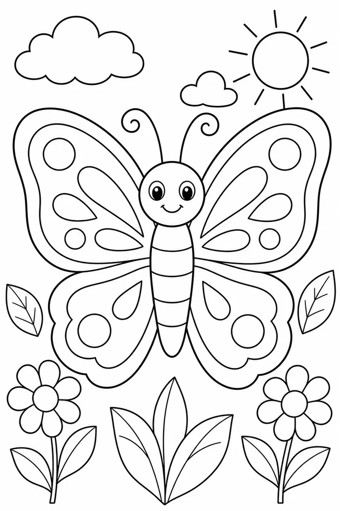 Preschool Butterfly Counting Free Shapes coloring page