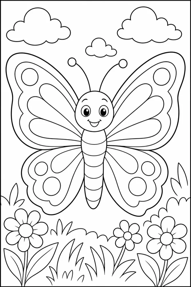 Preschool Butterfly Large Outline coloring page