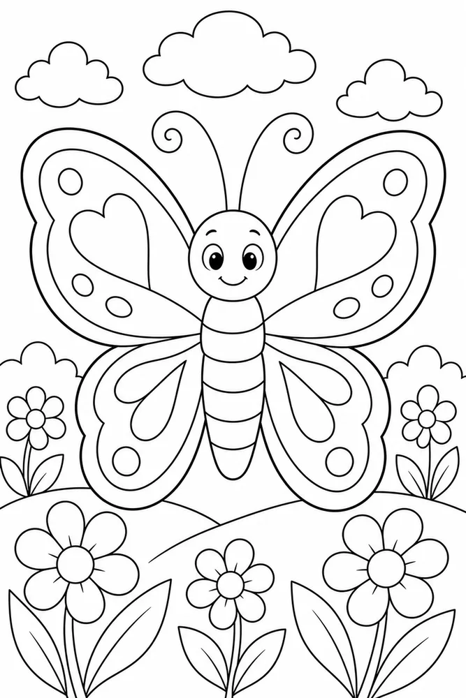 Preschool Butterfly Single Subject coloring page