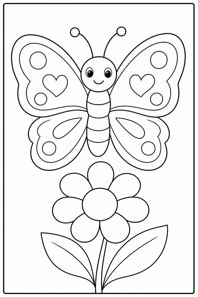 Preschool Butterfly Two Object Scene coloring page