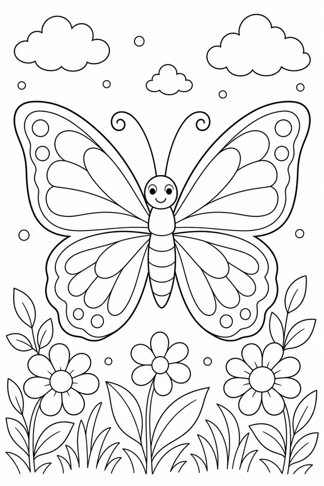 Preschool Butterfly Wide Open Wings coloring page