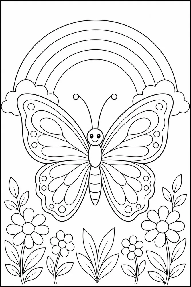 Rainbow Butterfly Rainbow Arch coloring page