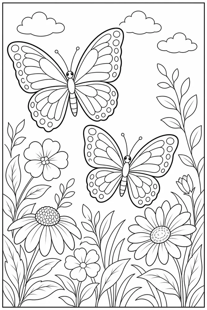 Realistic Butterfly Family Pair coloring page