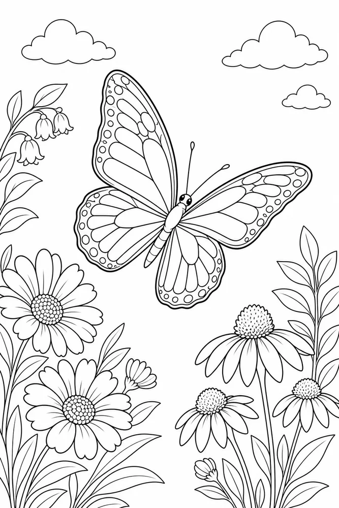 Realistic Butterfly Natural Movement coloring page