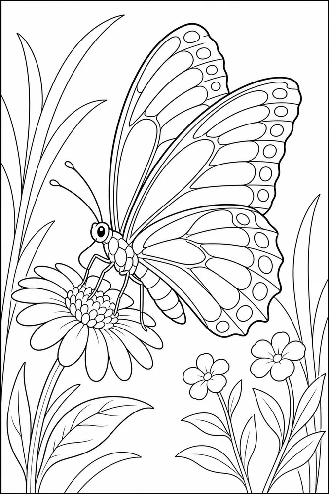 Realistic Butterfly Natural Side View coloring page