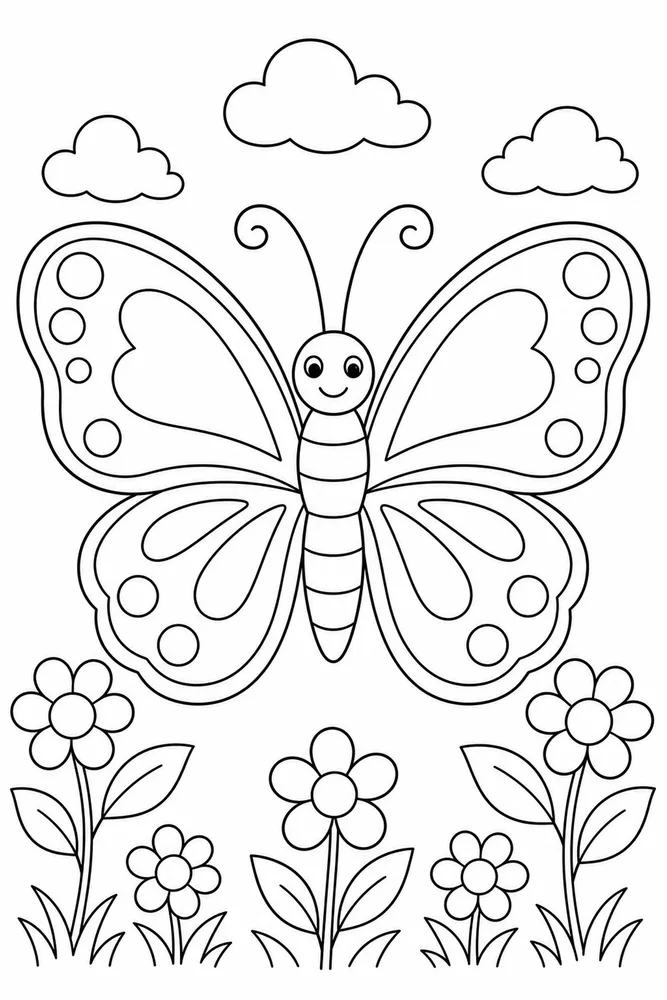Simple Butterfly Basic Shape Path coloring page