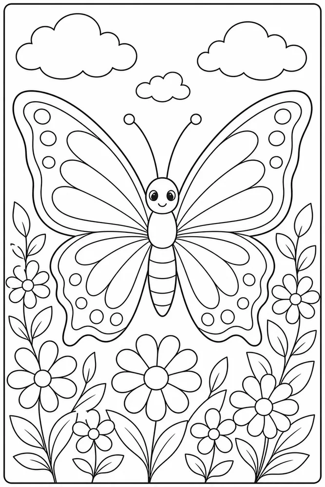 Simple Butterfly Front View coloring page
