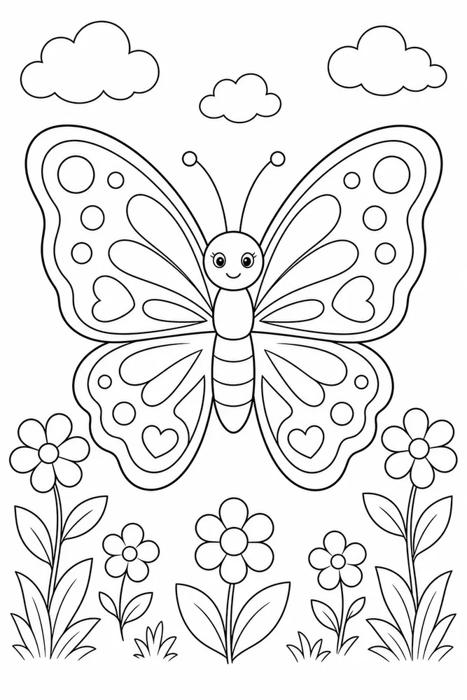 Simple Butterfly Open Page coloring page