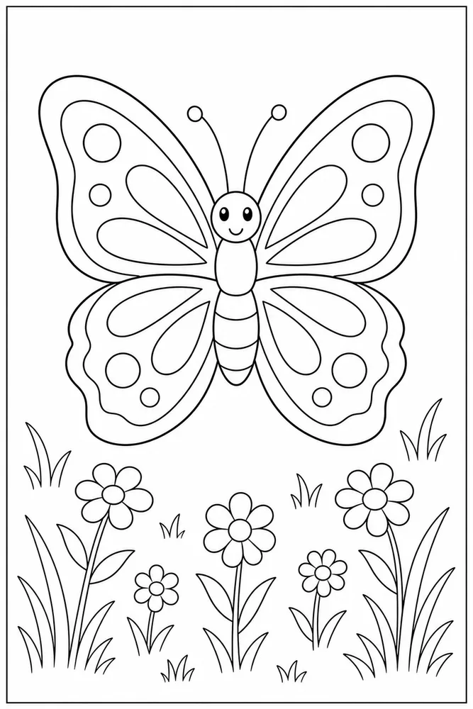 Simple Butterfly Plain Meadow coloring page