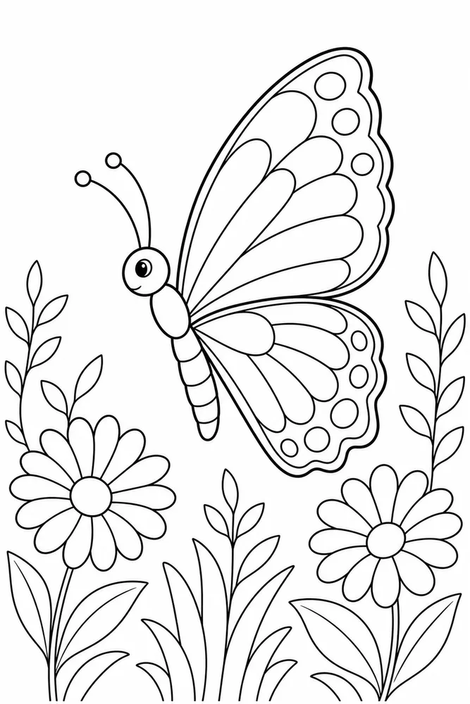 Simple Butterfly Side Profile coloring page