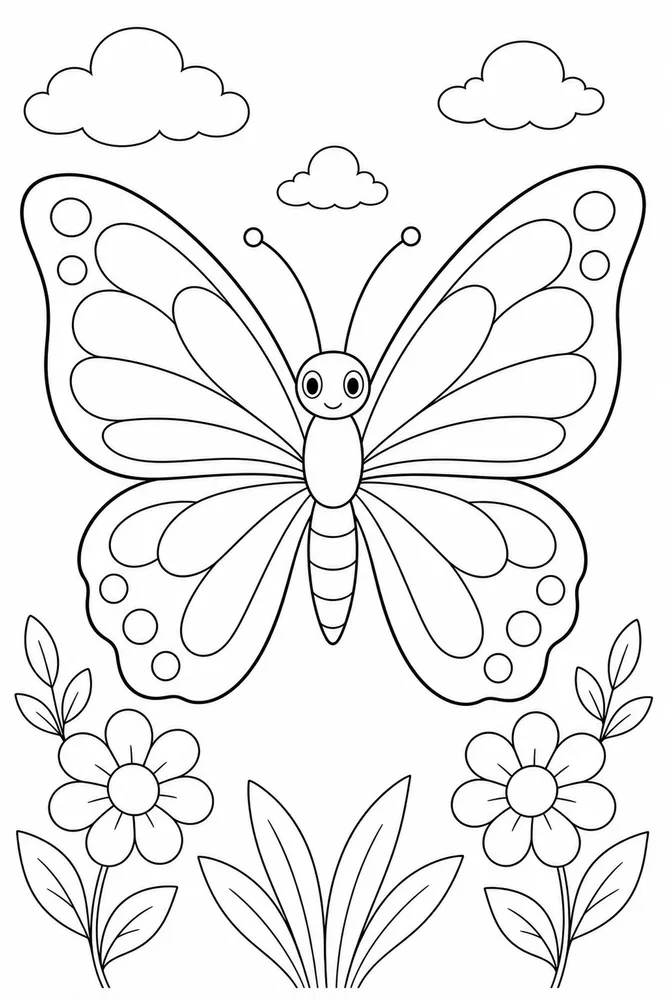 Simple Butterfly Single Large Outline coloring page