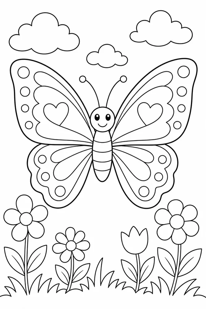 Simple Butterfly Wide Spacing coloring page