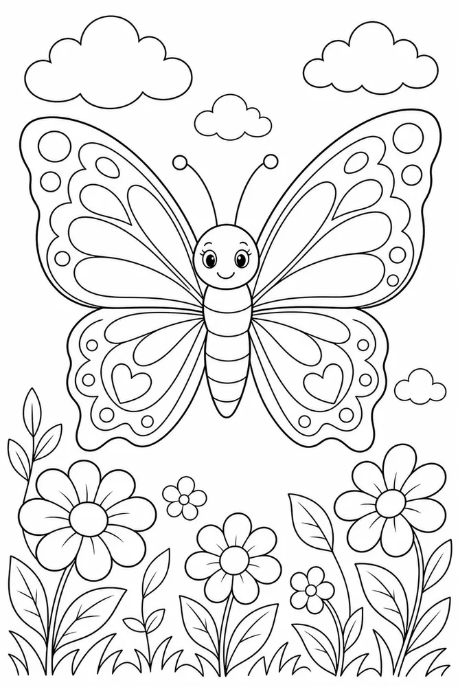 Spring Butterfly Spring Sky coloring page
