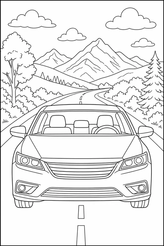 Adult Car Calm Portrait coloring page