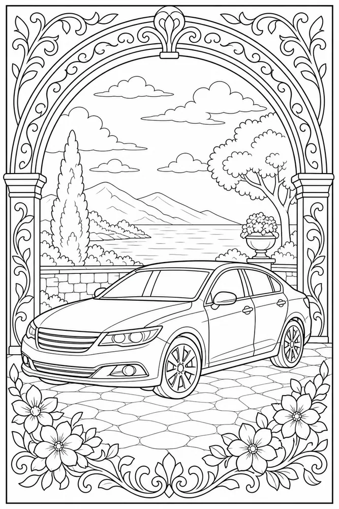 Adult Car Decorative Arch coloring page