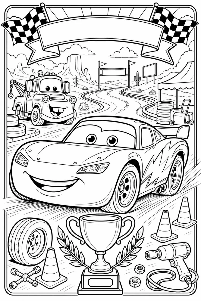 Lightning McQueen Car Detailed Poster Style Race Car printable coloring page