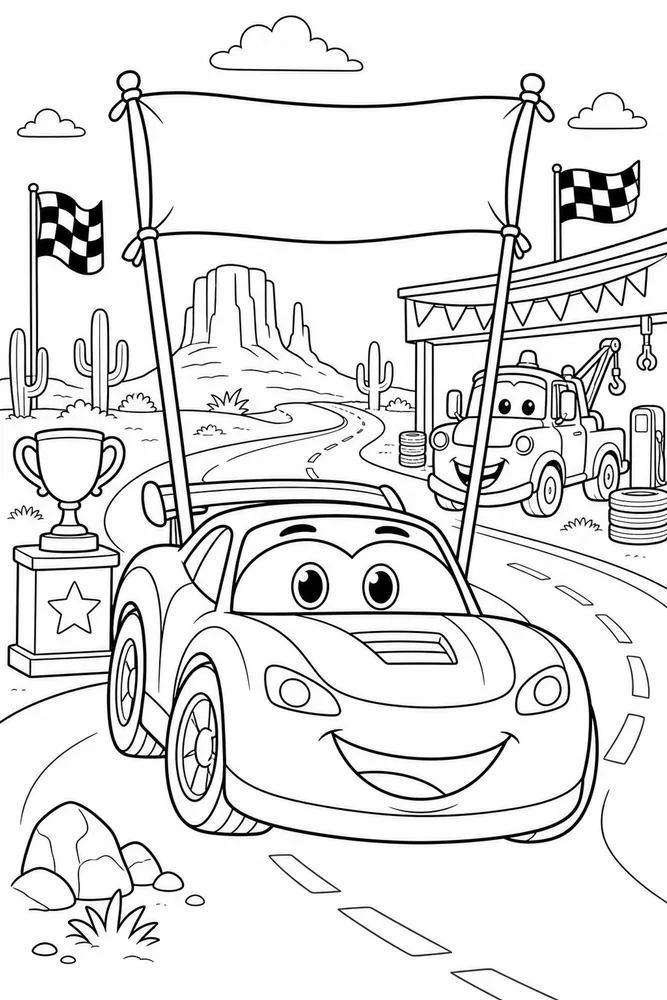 Lightning McQueen Car Parade Race Car With Blank Banner printable coloring page