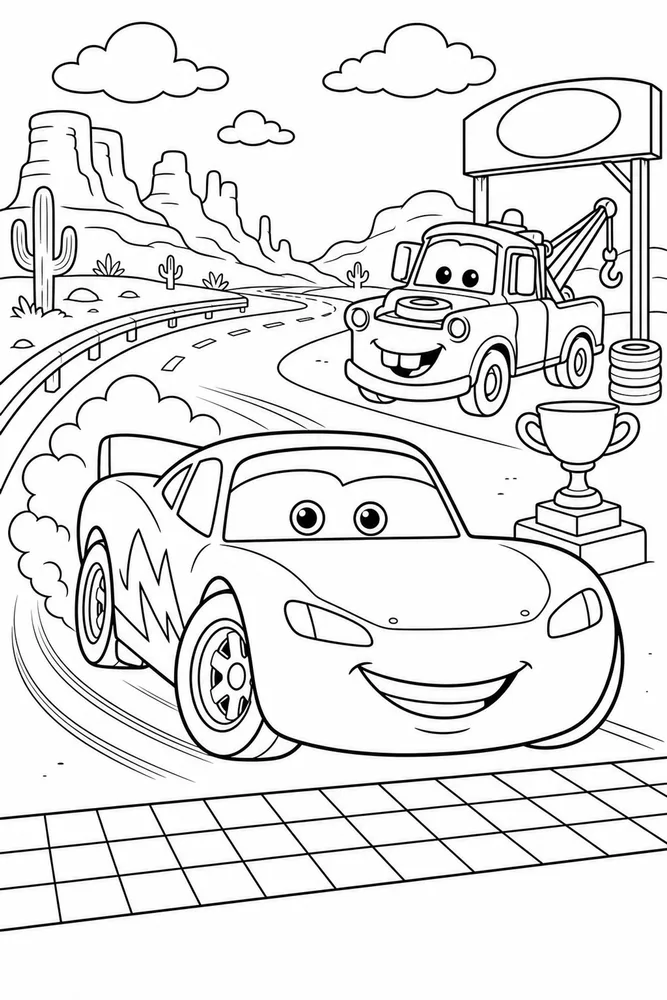Lightning McQueen Car Simple Easy Race Car Outline printable coloring page