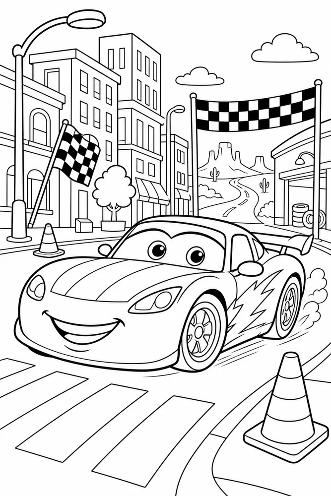 Car Movie Race Car City Street printable coloring page