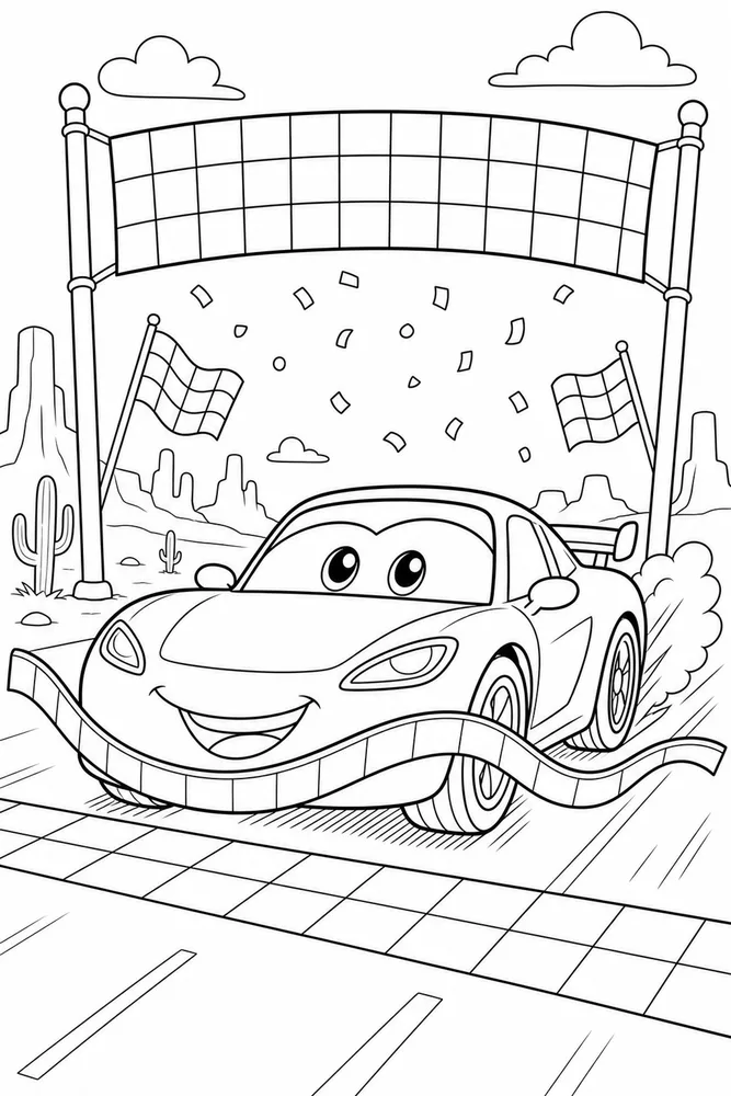 Car Movie Race Car Finish Line printable coloring page