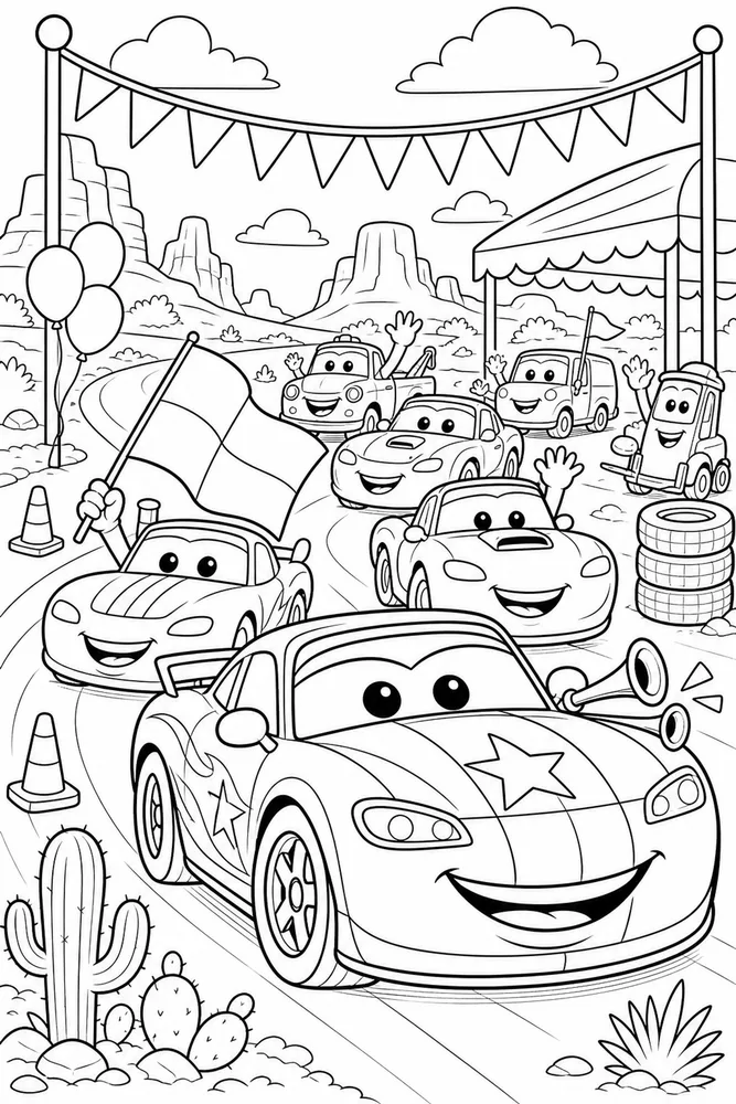 Car Movie Race Car Parade printable coloring page