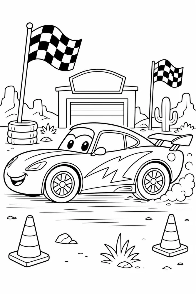 Car Movie Race Car Side Profile printable coloring page