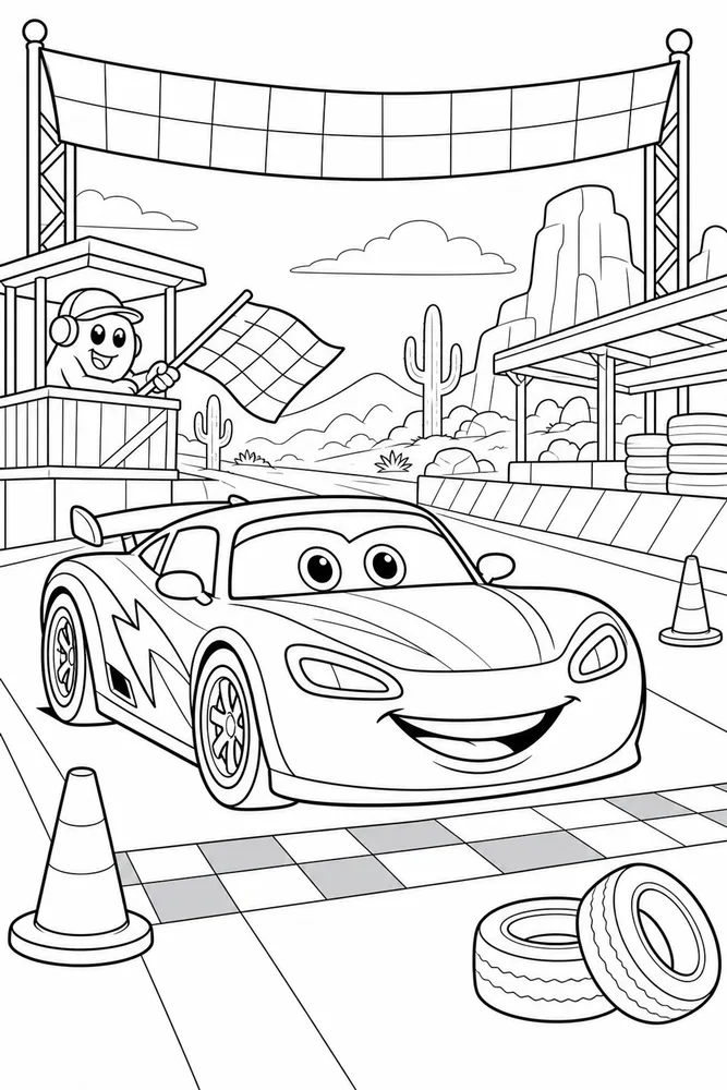 Car Movie Race Car Starting Line printable coloring page