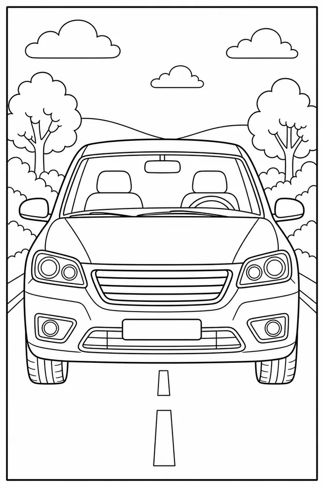 Car Simple Front View Car coloring page