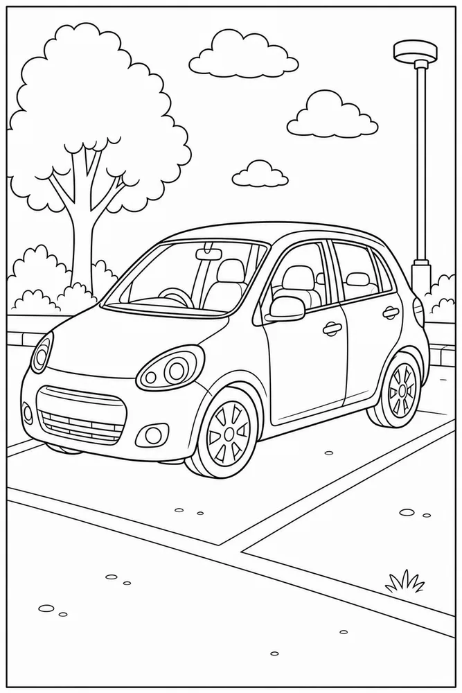 Car Small Car Parking Lot coloring page