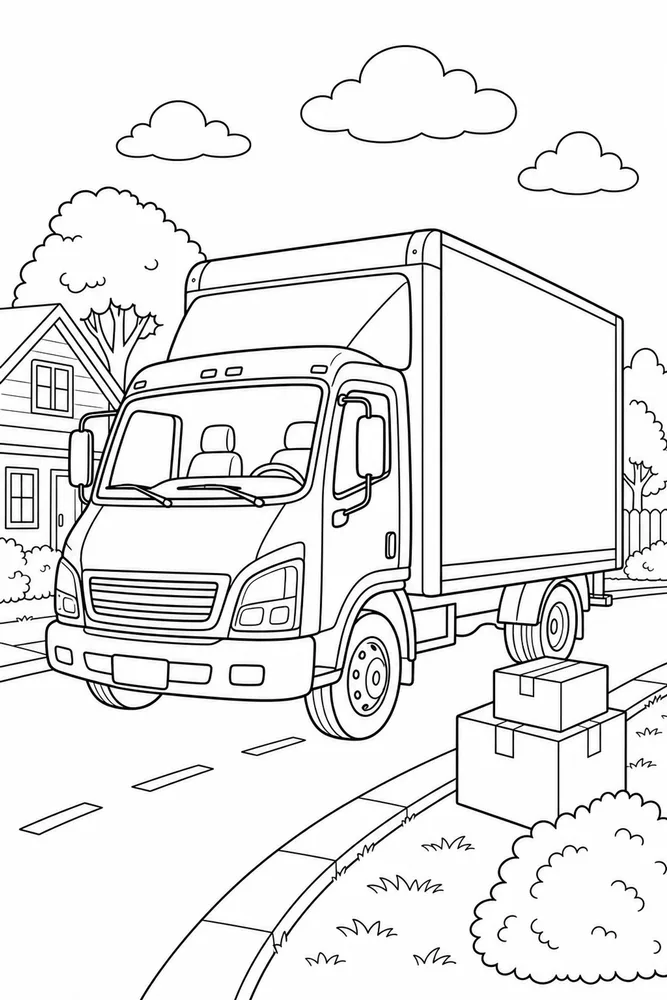 Cars And Trucks Moving Truck Without Logo coloring page