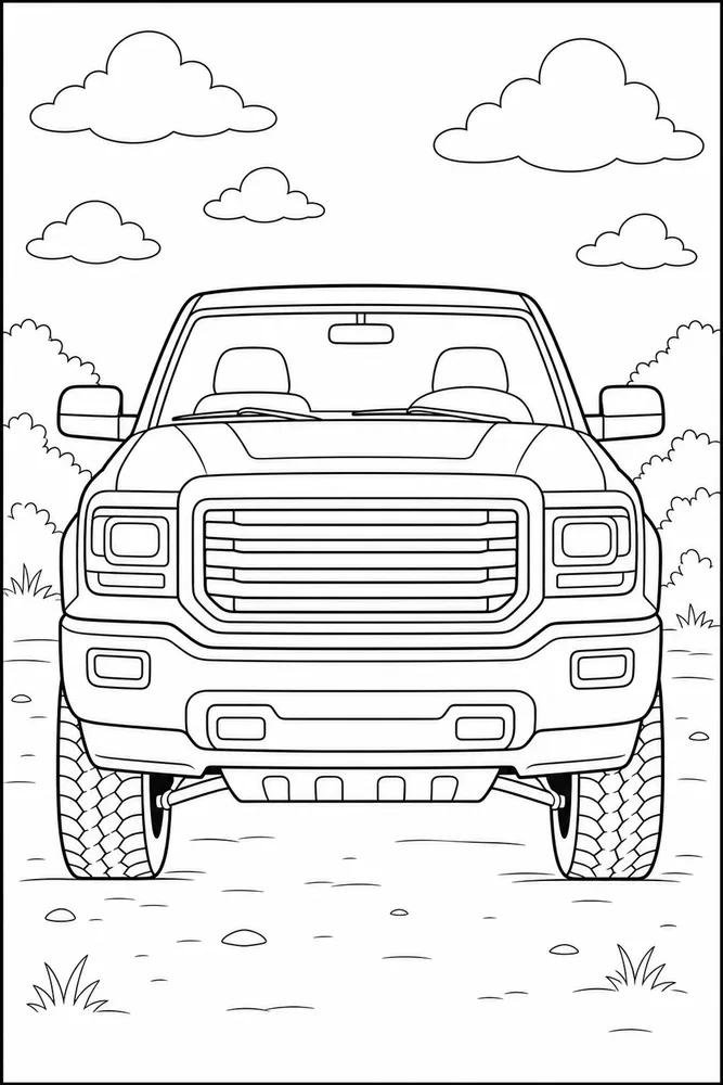 Cars And Trucks Pickup Front View coloring page
