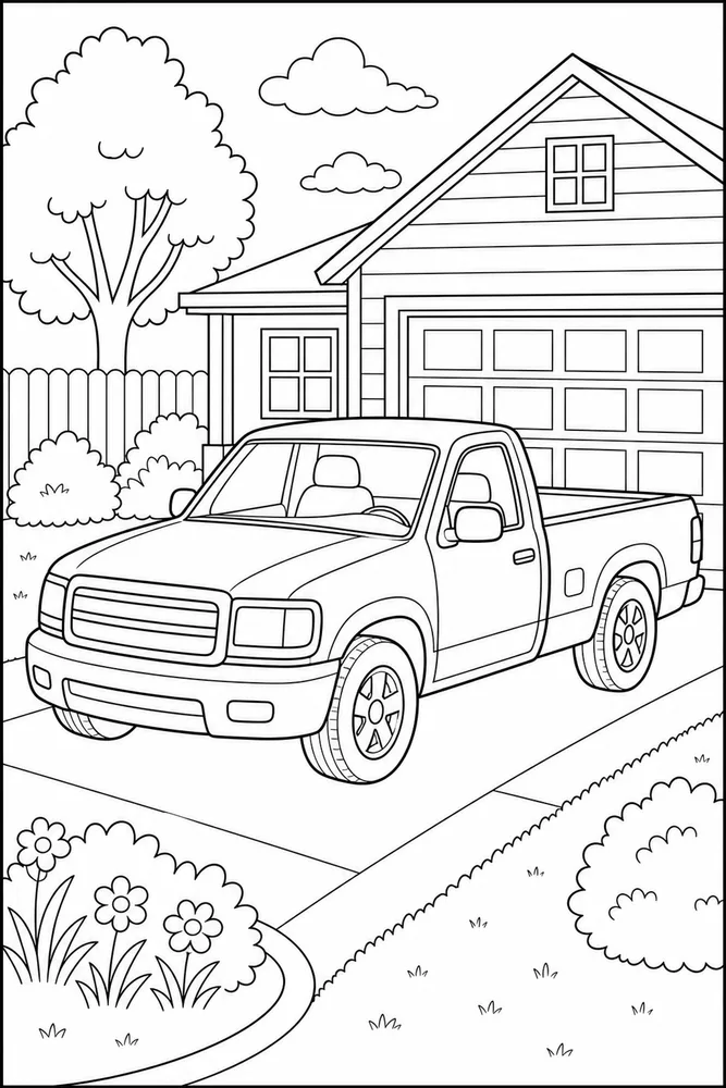 Cars And Trucks Small Truck Driveway coloring page