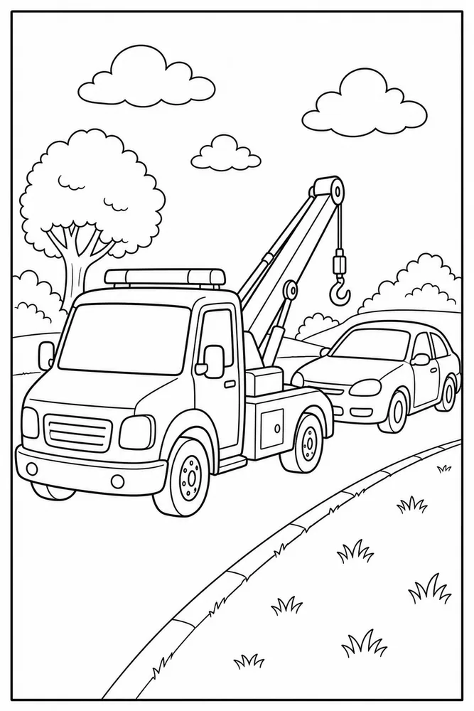 Cars And Trucks Tow Truck And Car coloring page