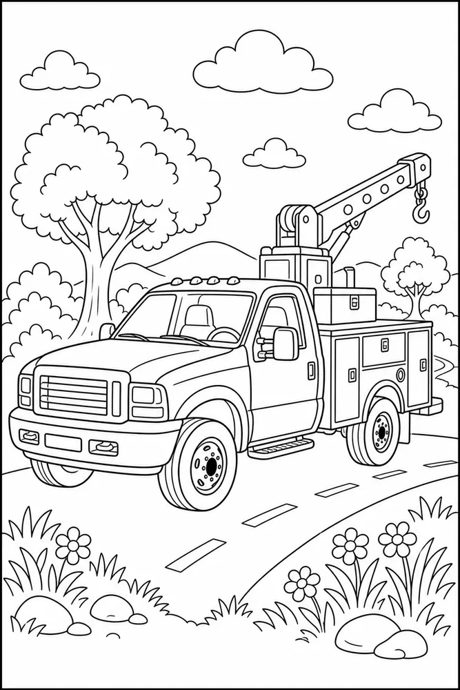 Cars And Trucks Utility Truck coloring page