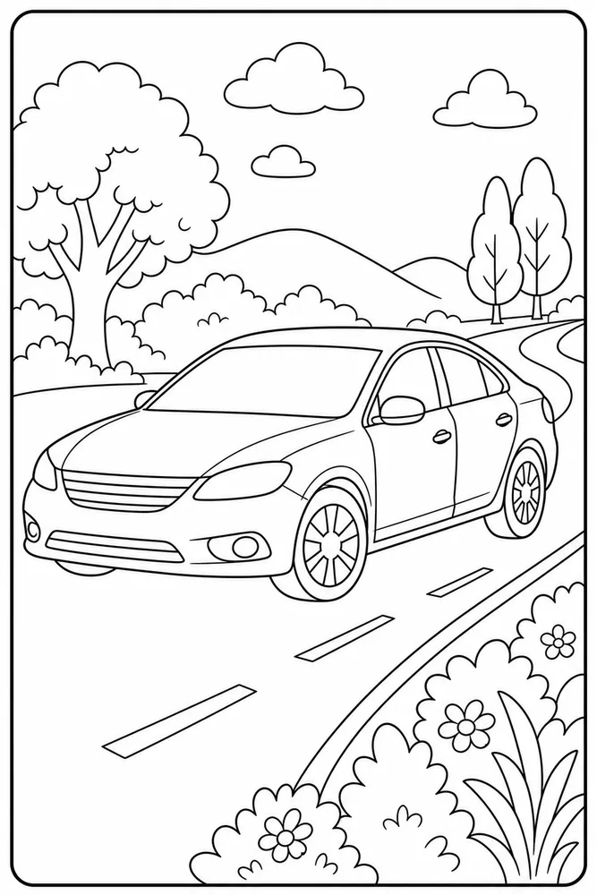 Cartoon Car Comic Free Scene coloring page