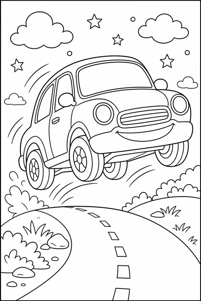 Cartoon Car Silly Pose coloring page