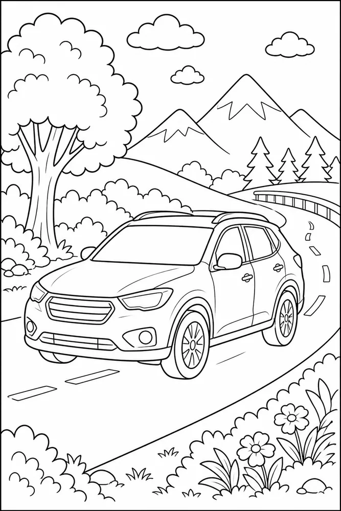 Cartoon Car Simple Action coloring page