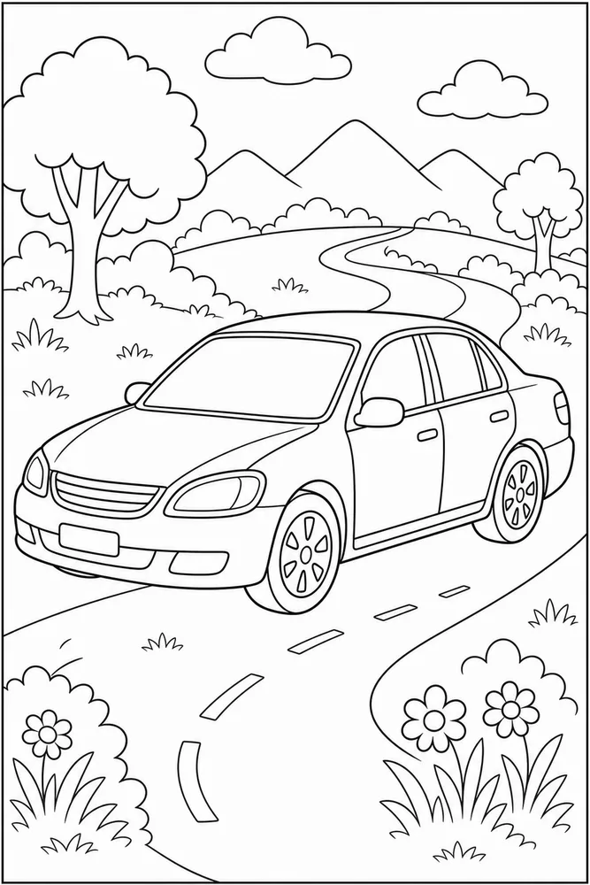 Cartoon Car Storybook Prop coloring page