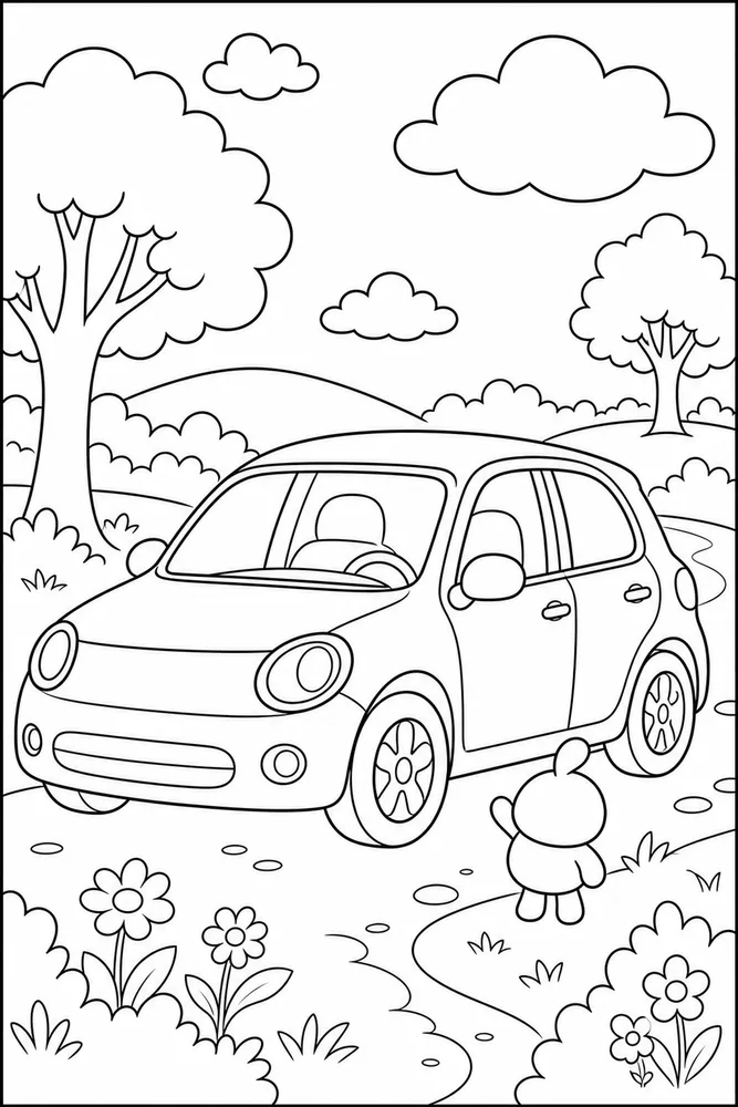 Cartoon Car Tiny Friend coloring page