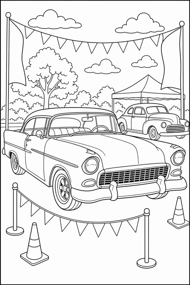 Classic Car Car Show Without Text coloring page