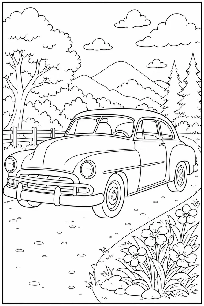 Classic Car Chrome Free Details coloring page