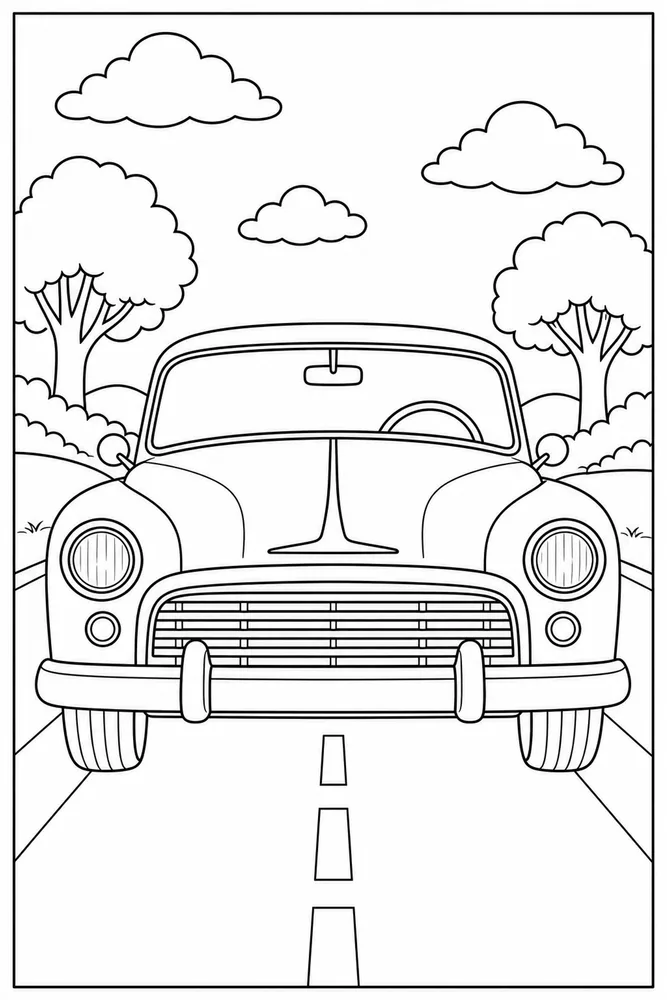 Classic Car Classic Front View coloring page