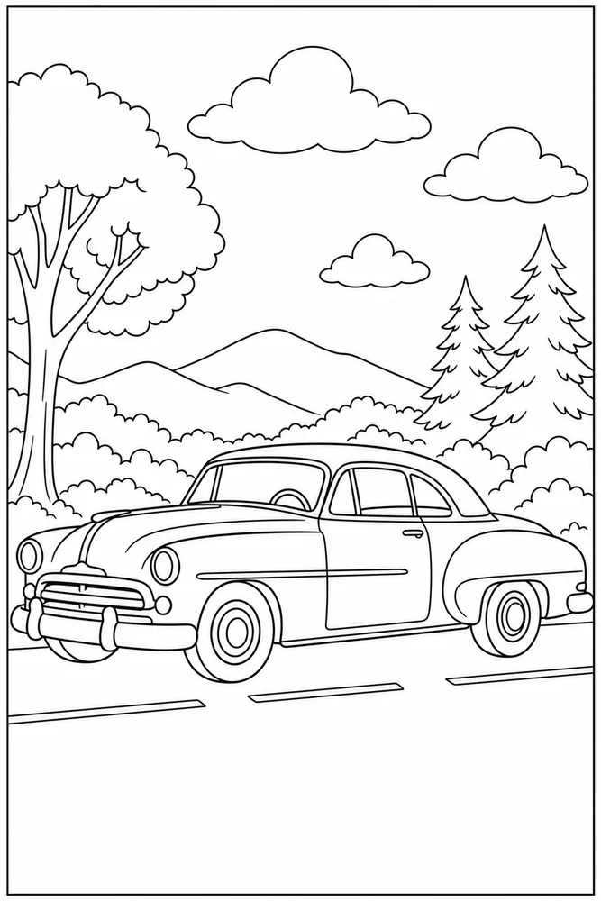 Classic Car Classic Side View coloring page