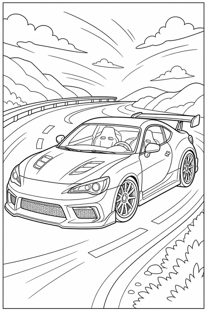 Cool Car Custom Spoiler Without Logos coloring page