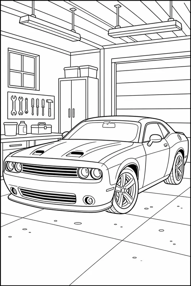 Cool Car Garage Lights coloring page