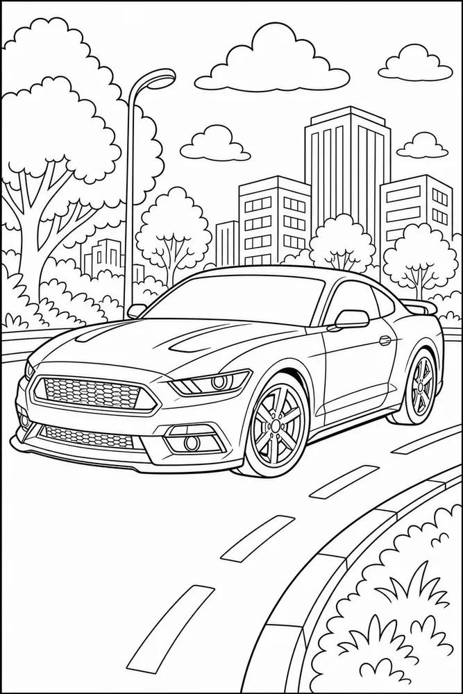 Cool Car Street Curve coloring page